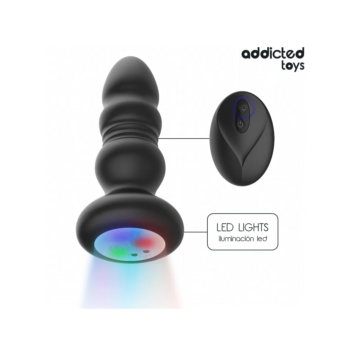 Rotierender Vibrierender Analplug mit Led-Licht und mit Fernbedienung von Addicted Toys | Fesselliebe.de