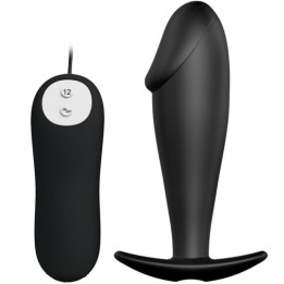 Silikon Anal Plug Penis Form und 12 Vibrationsmodi Schwarz von Pretty Love Bottom | Fesselliebe.de
