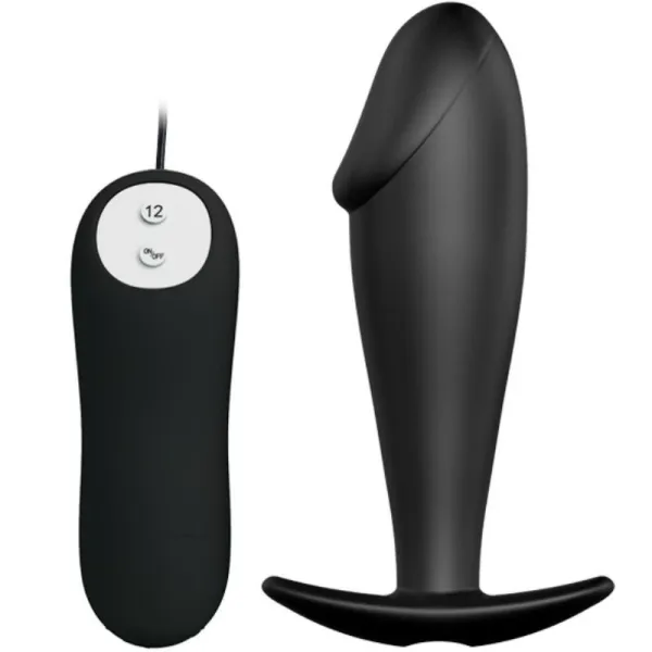 Silikon Anal Plug Penis Form und 12 Vibrationsmodi Schwarz von Pretty Love Bottom | Fesselliebe.de