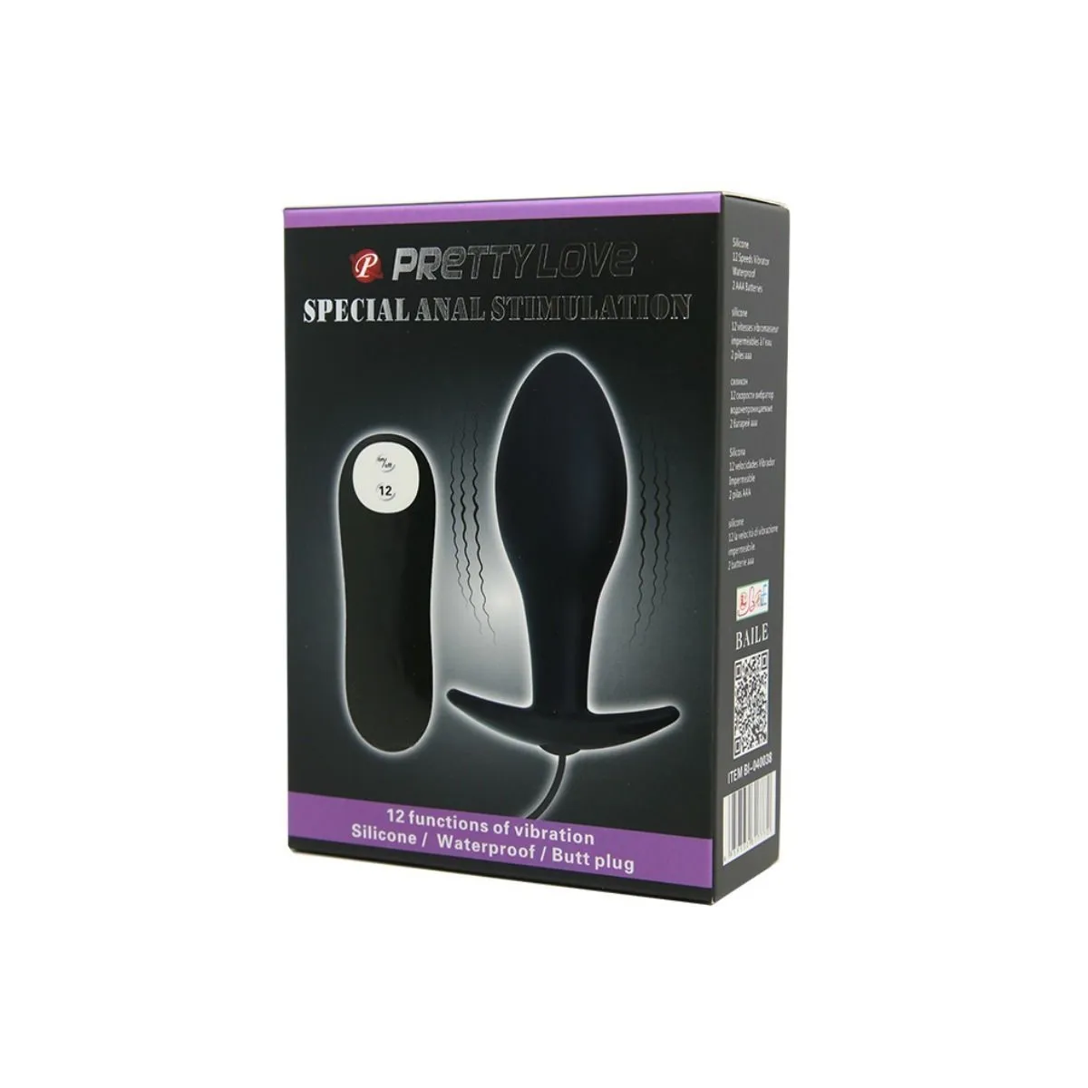 Anal Plug ankerform Silikon 12 Vibrationsmodi Schwarz von Pretty Love Bottom | Fesselliebe.de