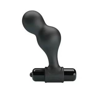 Schwarzer Silikon-Vibrator-Analstecker von Mr Play