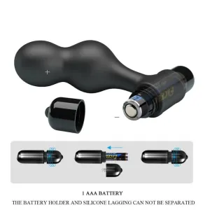 Schwarzer Silikon-Vibrator-Analstecker von Mr Play