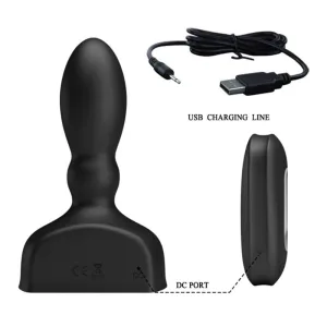 Schwarzer aufblasbarer Analstecker mit Fernbedienung von Mr Play