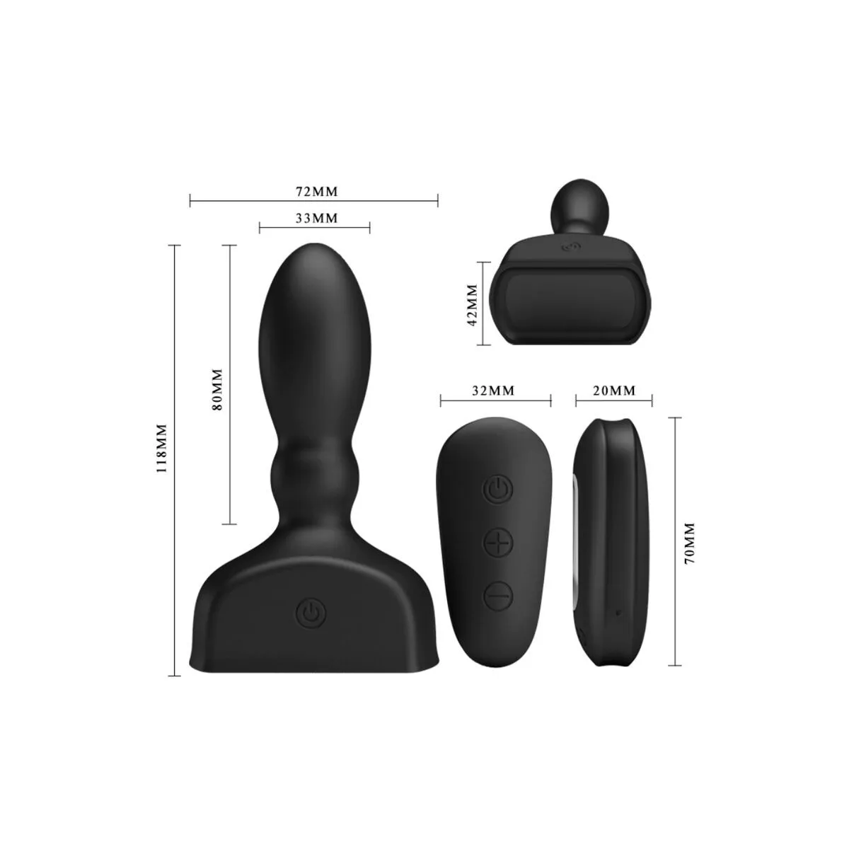 Schwarzer aufblasbarer Analstecker mit Fernbedienung von Mr Play | Fesselliebe.de