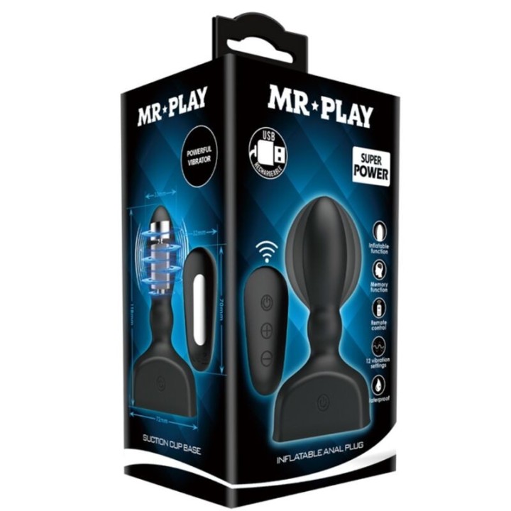 Schwarzer aufblasbarer Analstecker mit Fernbedienung von Mr Play | Fesselliebe.de