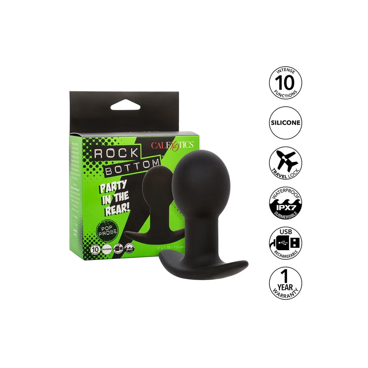 Rock Bottom Anal Plug 10 Vibrationen Silikon Schwarz von Calexotics | Fesselliebe.de