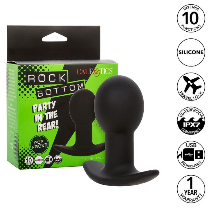 Rock Bottom Anal Plug 10 Vibrationen Silikon Schwarz von Calexotics | Fesselliebe.de