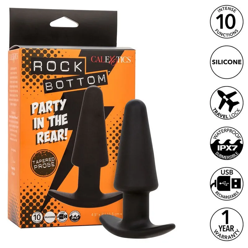 Rock Bottom Tapered Anal Plug 10 Vibraciones Silikon Schwarz von Calexotics | Fesselliebe.de