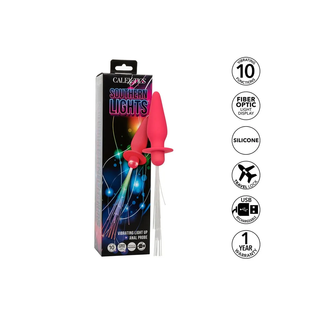Southern Lights Light Up Leuchtende Analstecker 10 Vibrationen Silikon Rosa von Calexotics | Fesselliebe.de