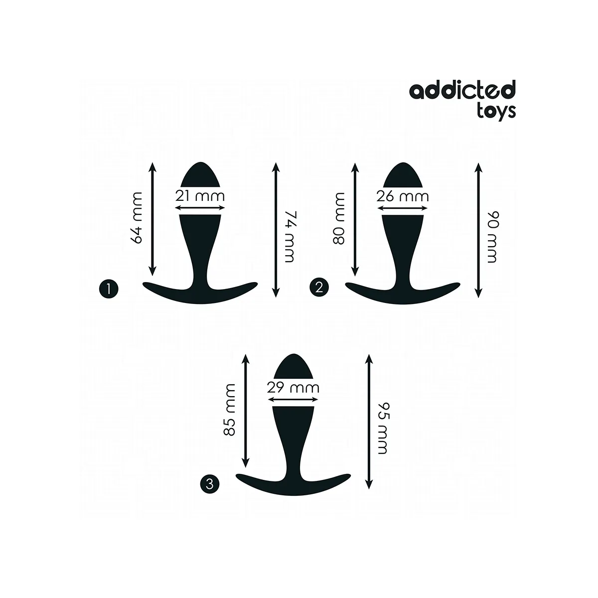 3er-Set Analplug Modell 2 von Addicted Toys | Fesselliebe.de