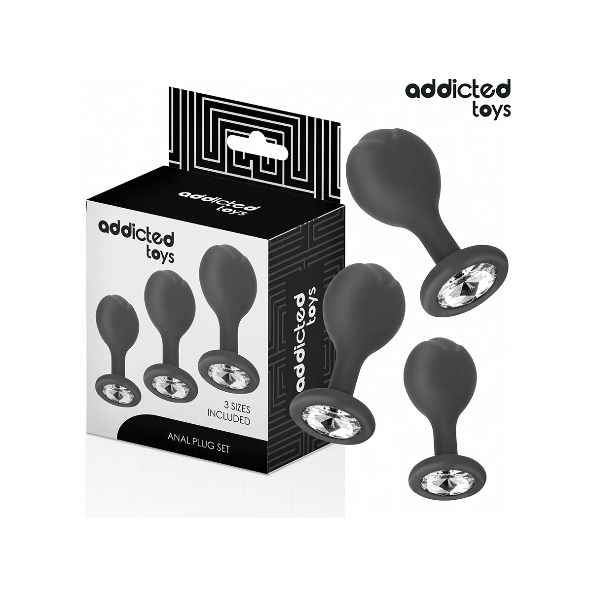 3er-Set Analplug mit Juwel von Addicted Toys | Fesselliebe.de