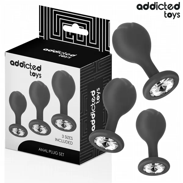 3er-Set Analplug mit Juwel von Addicted Toys | Fesselliebe.de