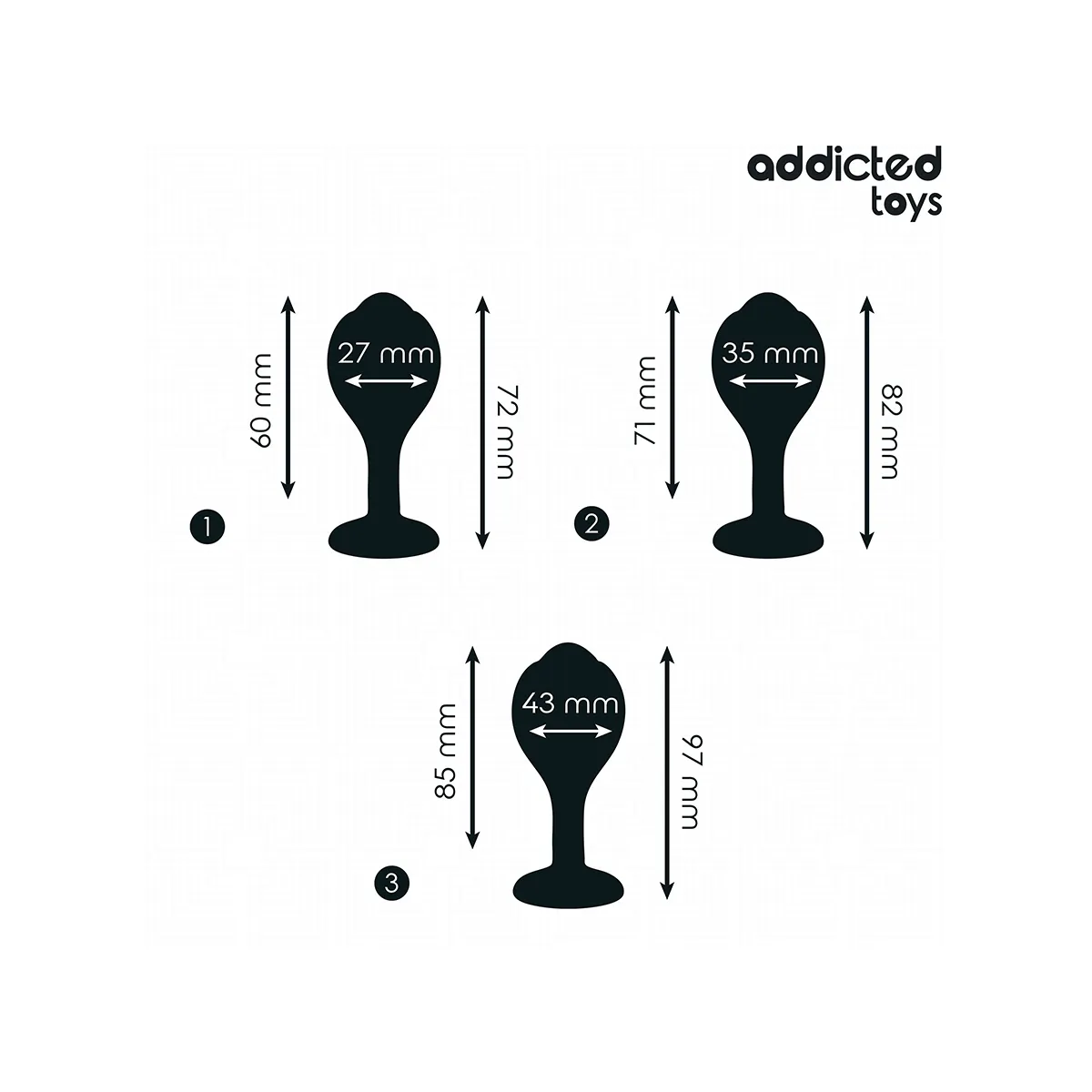 3er-Set Analplug mit Juwel von Addicted Toys | Fesselliebe.de