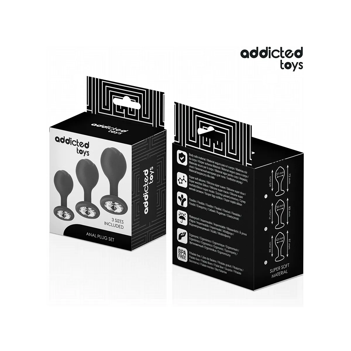 3er-Set Analplug mit Juwel von Addicted Toys | Fesselliebe.de