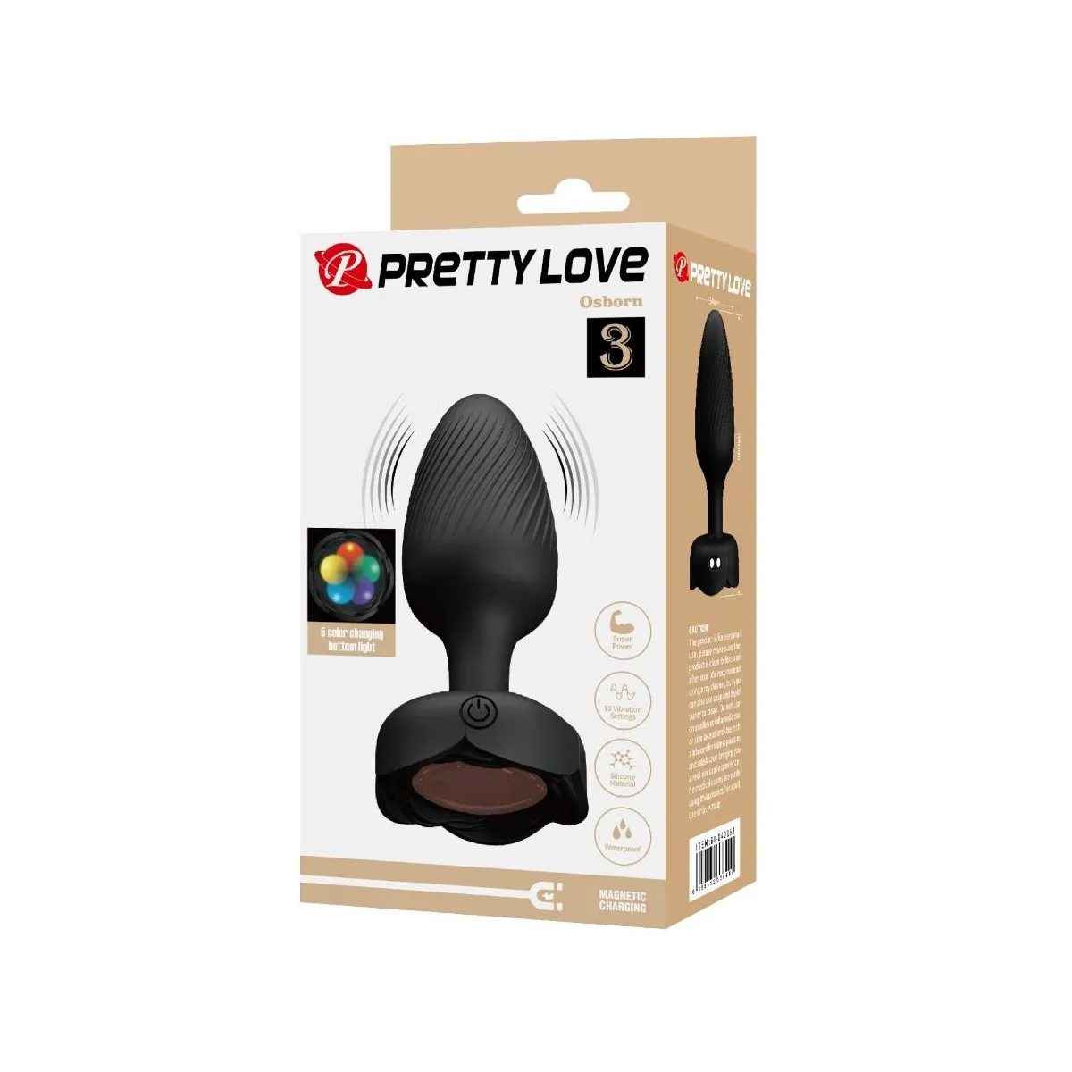 Osborn Anal Plug mit Led Licht Schwarz 9,8 cm von Pretty Love | Fesselliebe.de