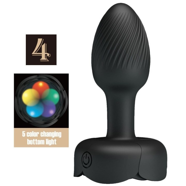 Olman Anal Plug mit Led Licht Schwarz 8,8 cm von Pretty Love | Fesselliebe.de