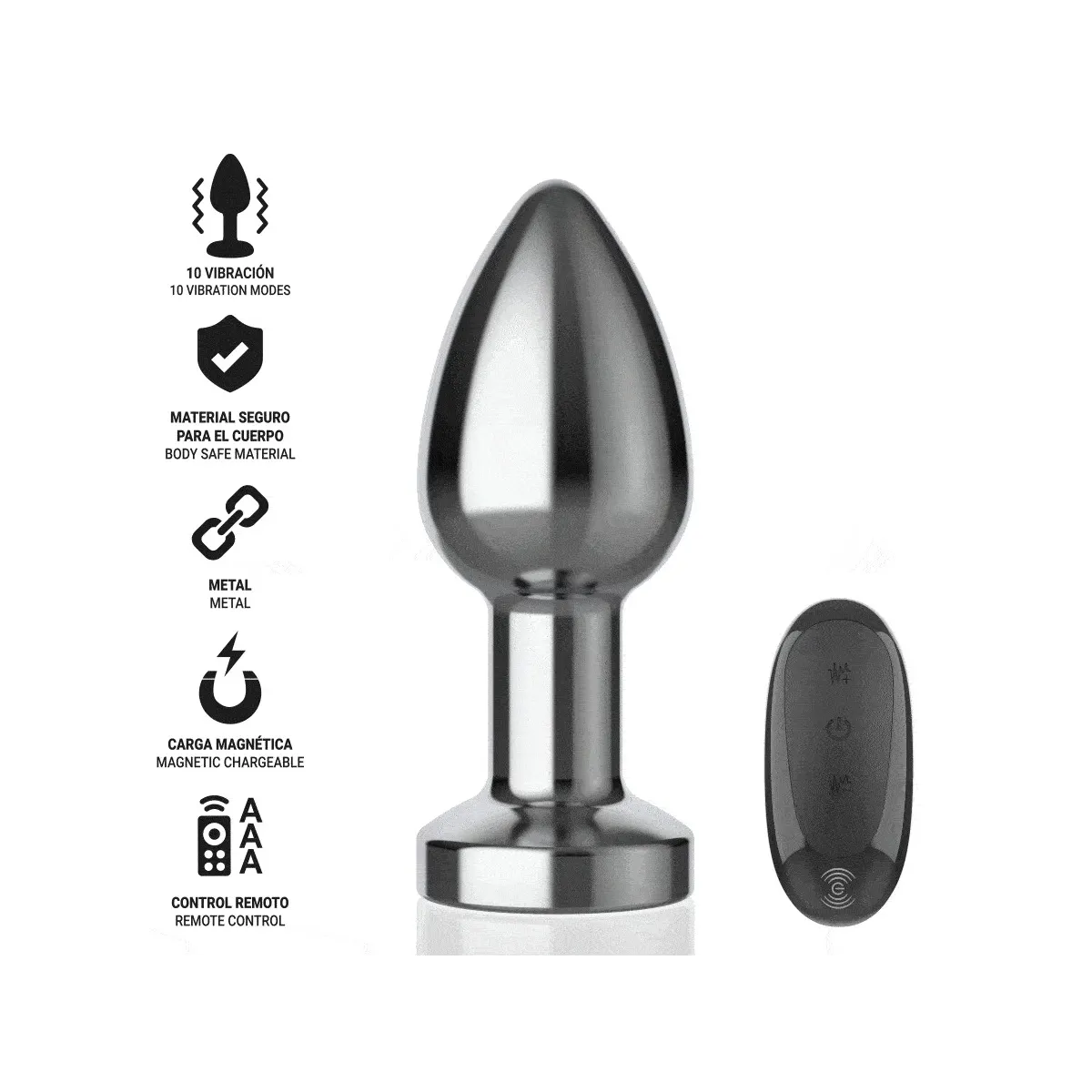 Anal Plug 10 Vibrationen Metall mit Fernbedienung M von Intense Anal Toys | Fesselliebe.de