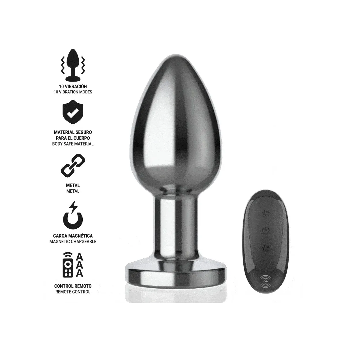 Anal Plug 10 Vibrationen Metall mit Fernbedienung L von Intense Anal Toys | Fesselliebe.de