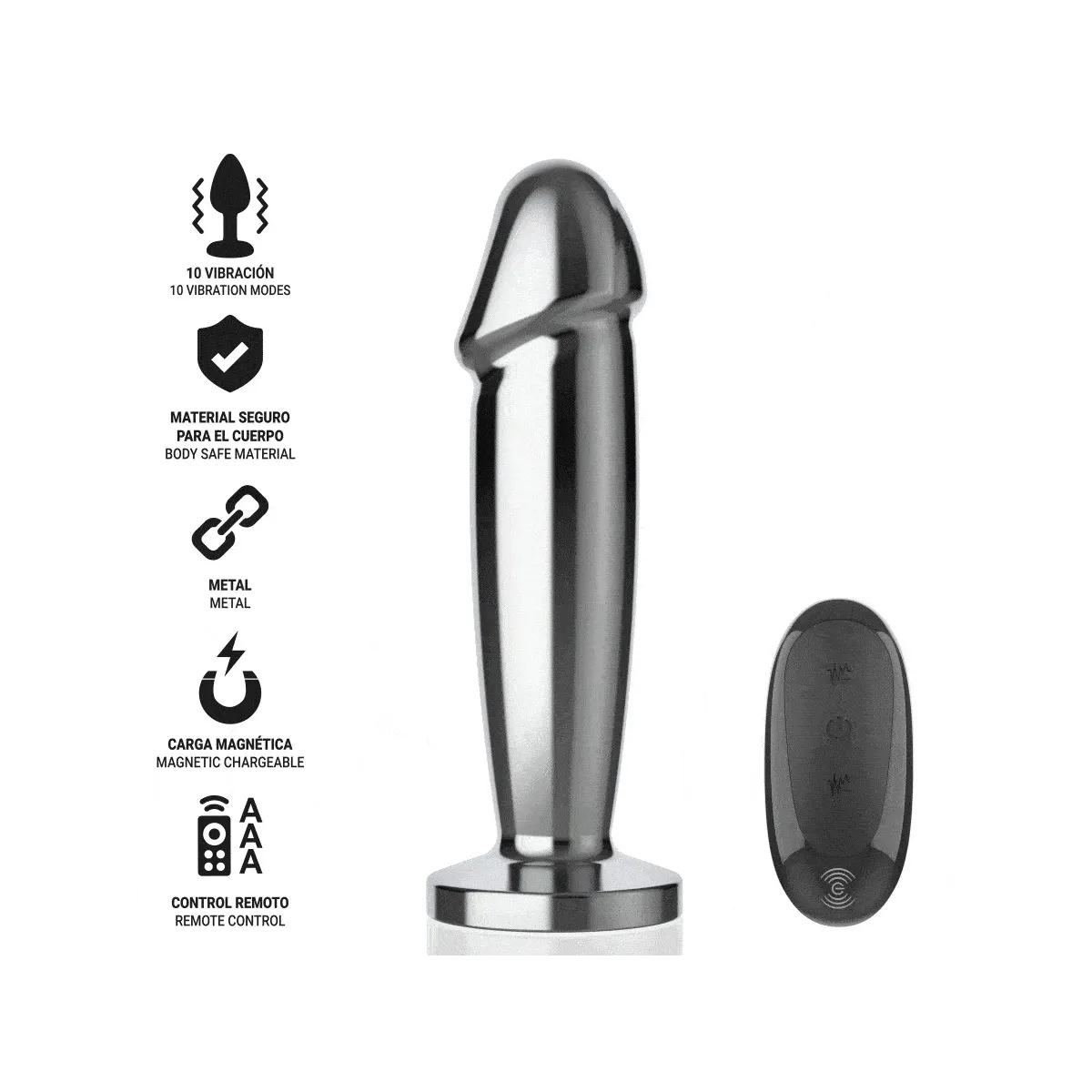 Anal Plug 10 Vibrationen Metalldildo mit Fernbedienung M von Intense Anal Toys | Fesselliebe.de