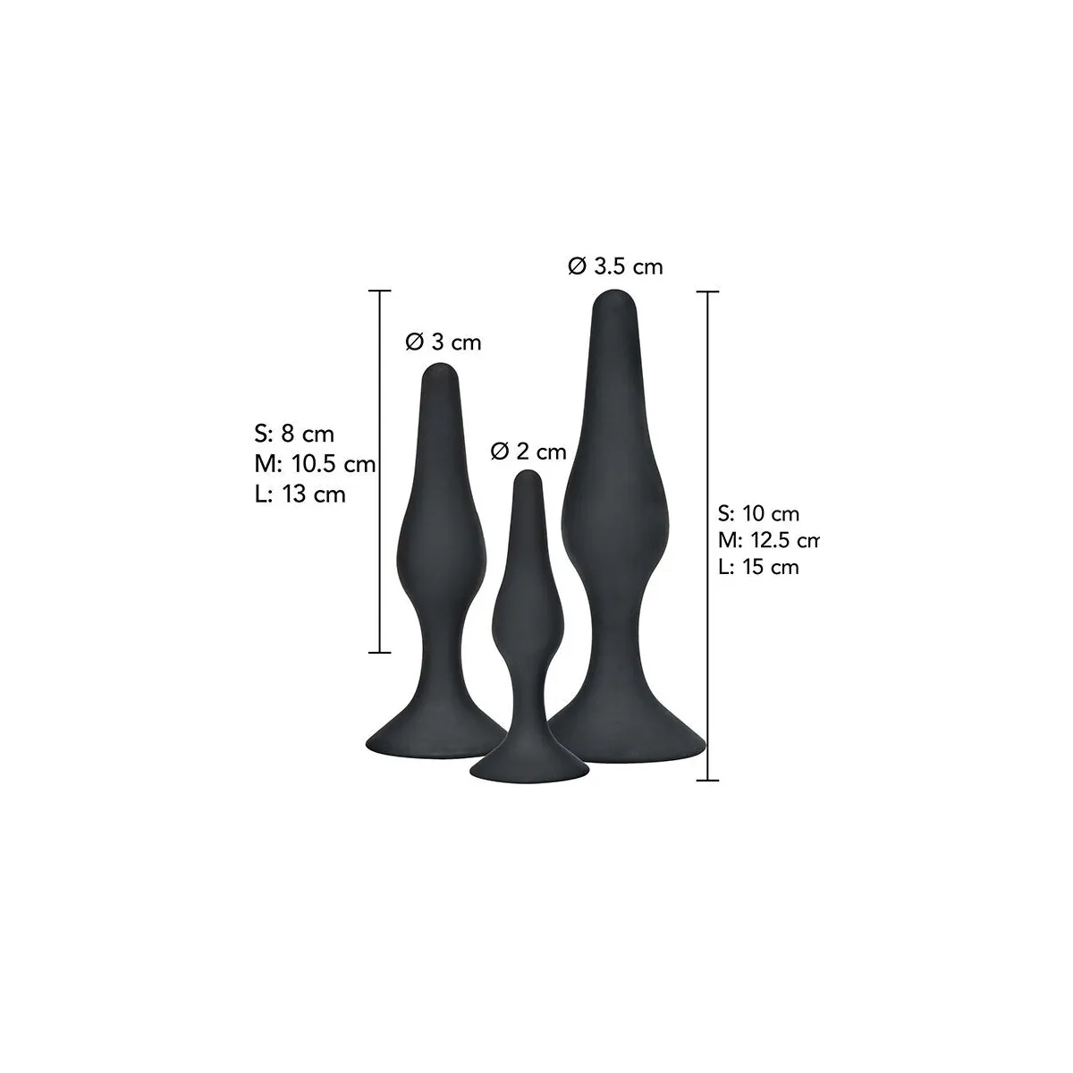 Anal Play Curvy Companions Anal Plug 3 Stück Schwarz von Toyjoy | Fesselliebe.de