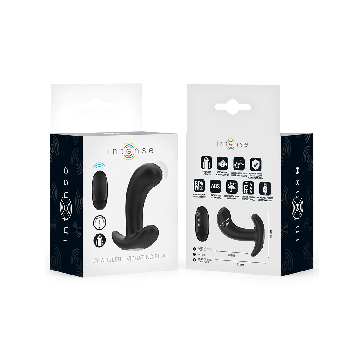 Chandler Anal Plug 10 Vibrationen Schwarz mit Fernbedienung von Intense Anal Toys | Fesselliebe.de