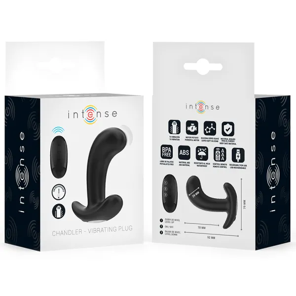 Chandler Anal Plug 10 Vibrationen Schwarz mit Fernbedienung von Intense Anal Toys | Fesselliebe.de