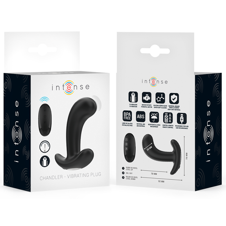 Chandler Anal Plug 10 Vibrationen Schwarz mit Fernbedienung von Intense Anal Toys | Fesselliebe.de