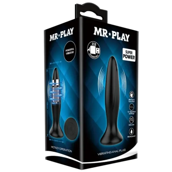 Wiederaufladbarer Schwarzer Vibrator Analsplug von Mr Play | Fesselliebe.de