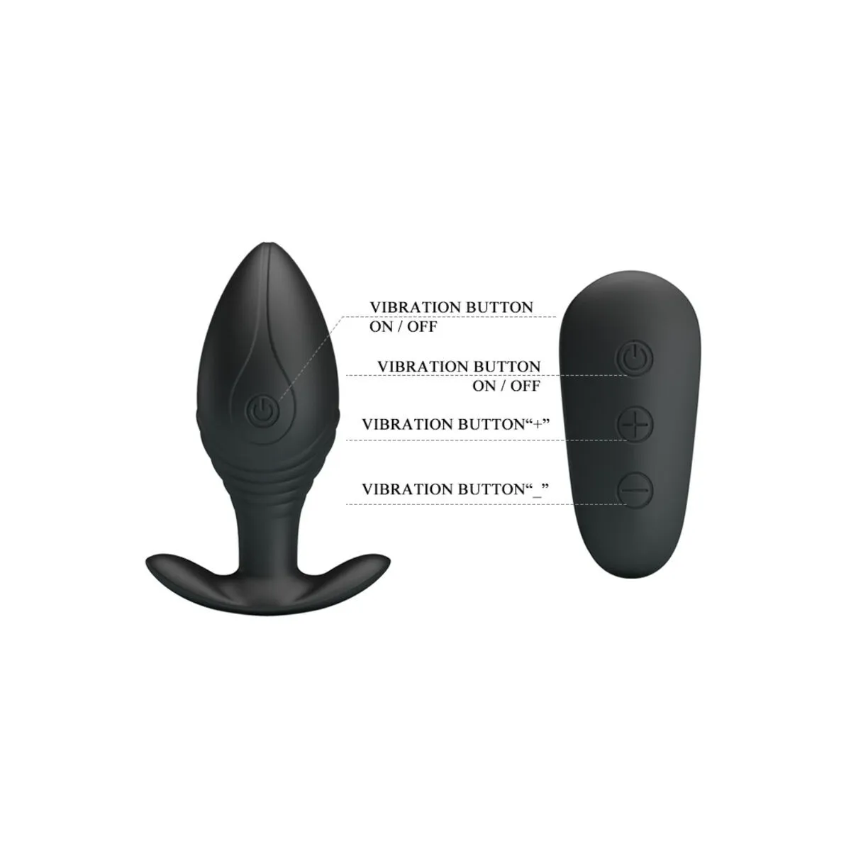 Regina Anal Plug wiederaufladbarer Vibrator Schwarz von Pretty Love Bottom | Fesselliebe.de