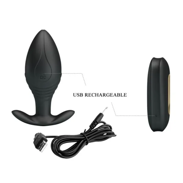 Regina Anal Plug wiederaufladbarer Vibrator Schwarz von Pretty Love Bottom | Fesselliebe.de