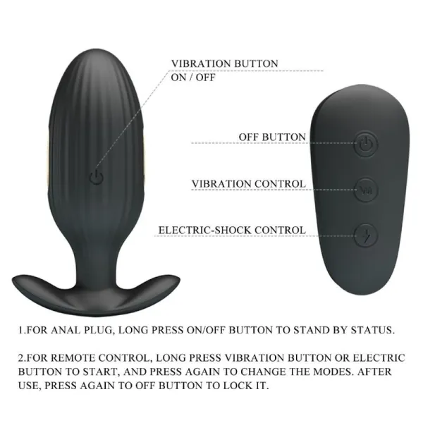 Kelly Plug Anal wiederaufladbarer Vibrator Schwarz von Pretty Love Bottom | Fesselliebe.de