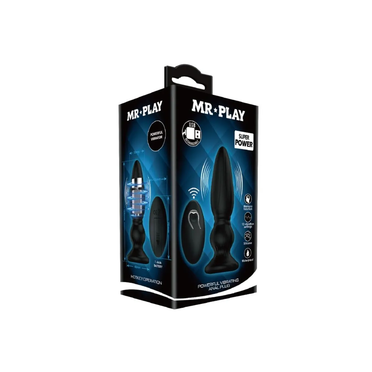 Leistungsstarker Vibrator mit Fernbedienung, Analstecker, Schwarz von Mr Play | Fesselliebe.de