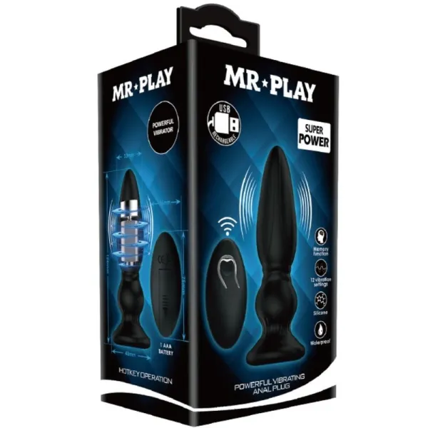 Leistungsstarker Vibrator mit Fernbedienung, Analstecker, Schwarz von Mr Play | Fesselliebe.de