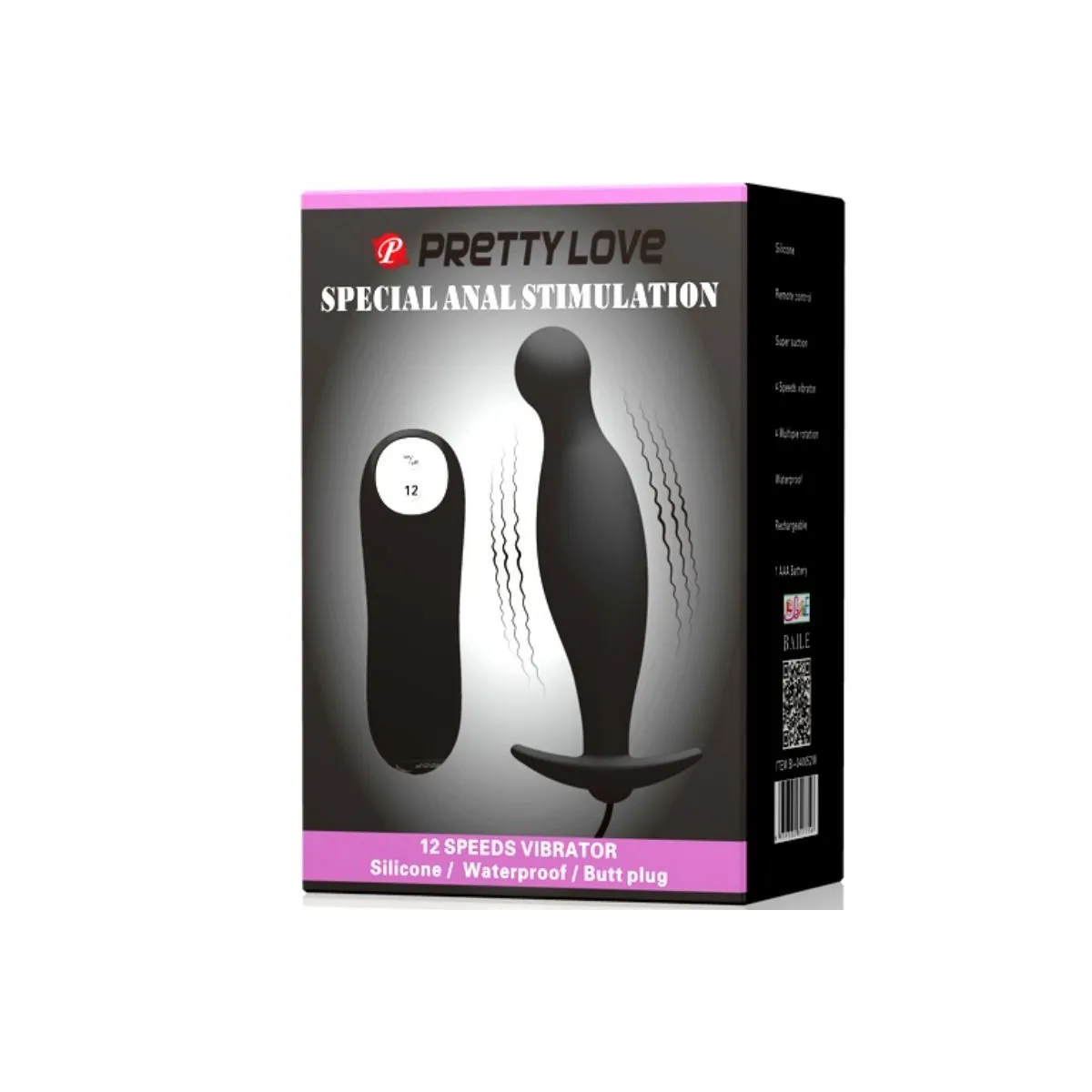 Silikon Analplug 12 Vibrationsmodi Schwarz von Pretty Love | Fesselliebe.de