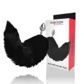 Silberner Analplug 8 cm mit Schwarzem Schwanz von Darkness Anal