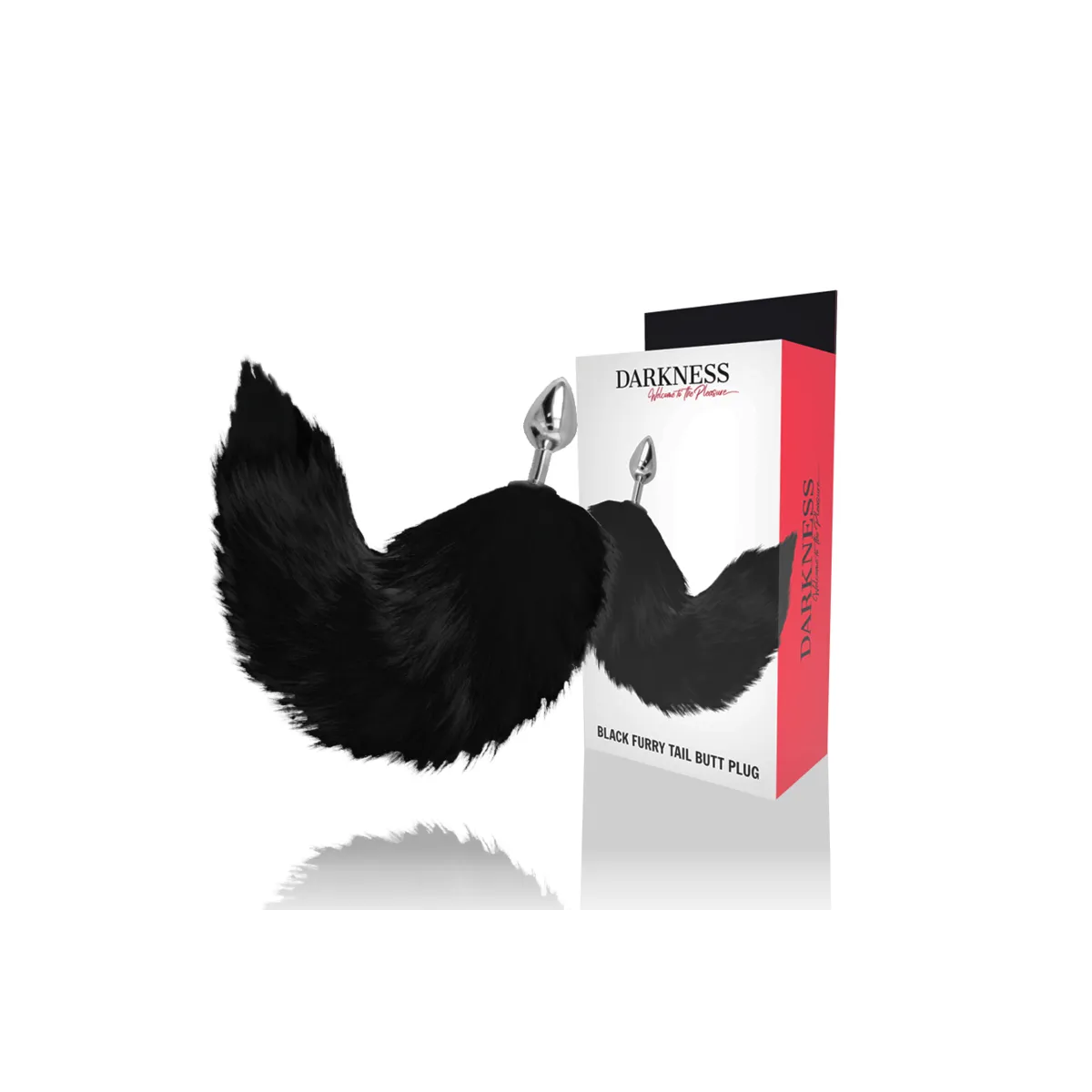 Silberner Analplug 8 cm mit Schwarzem Schwanz von Darkness Anal | Fesselliebe.de