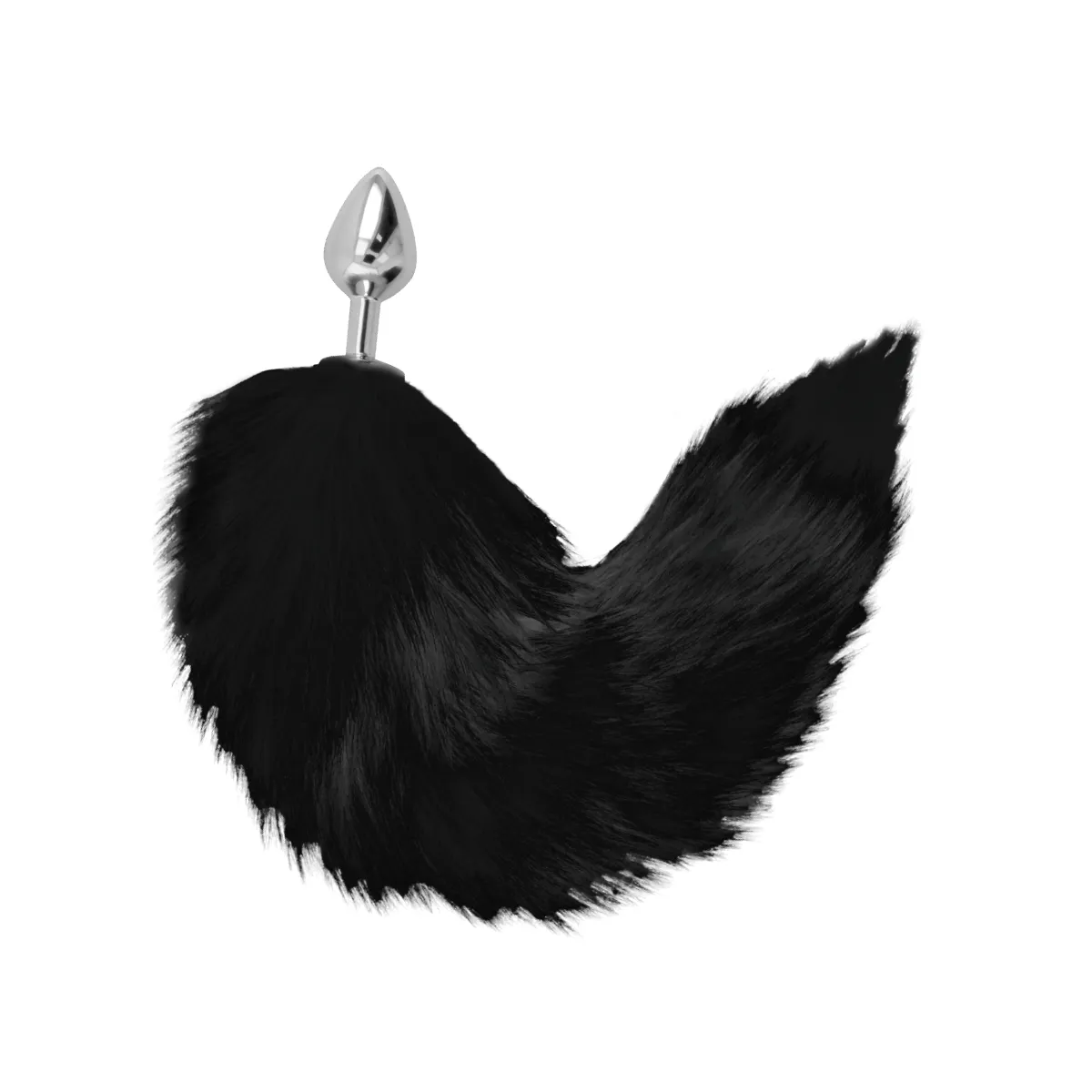 Silberner Analplug 8 cm mit Schwarzem Schwanz von Darkness Anal | Fesselliebe.de
