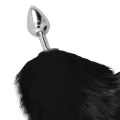 Silberner Analplug 8 cm mit Schwarzem Schwanz von Darkness Anal