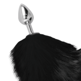 Silberner Analplug 8 cm mit Schwarzem Schwanz von Darkness Anal | Fesselliebe.de