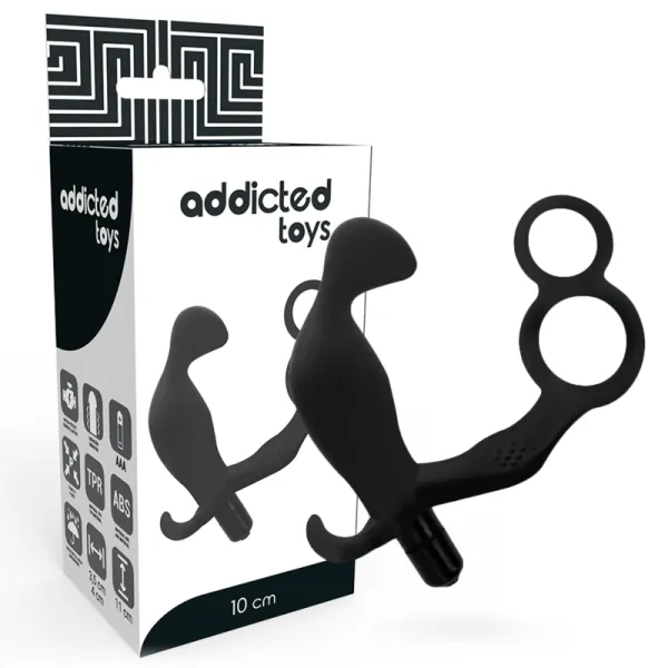 Analplug mit Doppeltem Penisring und Hoden Schwarz von Addicted Toys | Fesselliebe.de