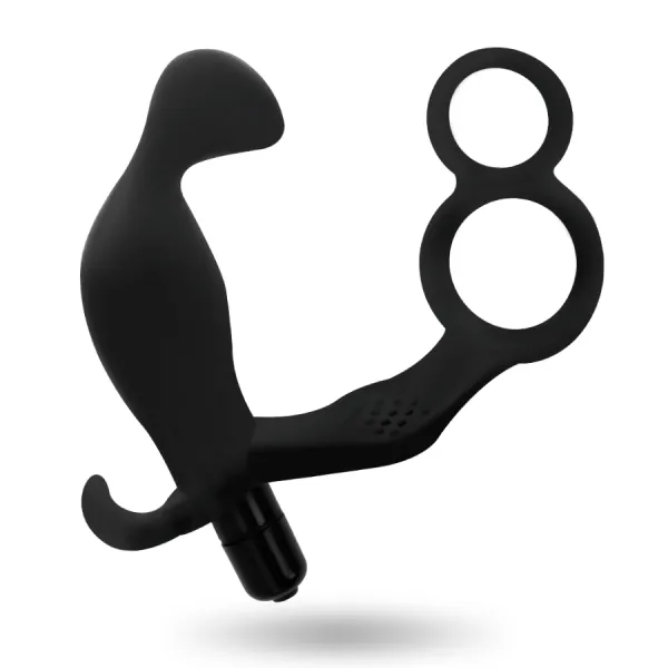 Analplug mit Doppeltem Penisring und Hoden Schwarz von Addicted Toys | Fesselliebe.de