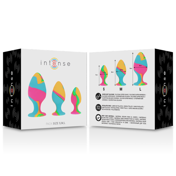 Mehrfarbige Silikon-Stecker-Set von Intense Anal Toys | Fesselliebe.de