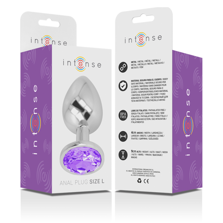 Analplug aus Aluminiummetall mit Violettem Kristall, Grösse L von Intense Anal Toys | Fesselliebe.de