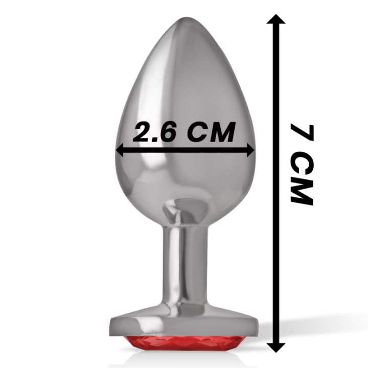 Analstecker aus Aluminiummetall mit Rotem Kristall, Grösse S von Intense Anal Toys | Fesselliebe.de