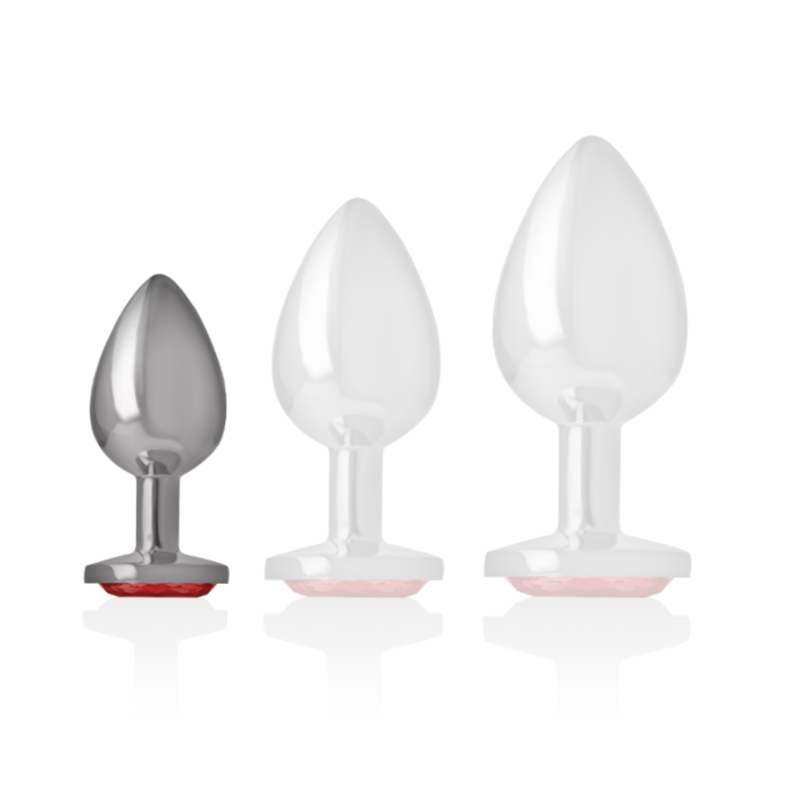 Analstecker aus Aluminiummetall mit Rotem Kristall, Grösse S von Intense Anal Toys | Fesselliebe.de