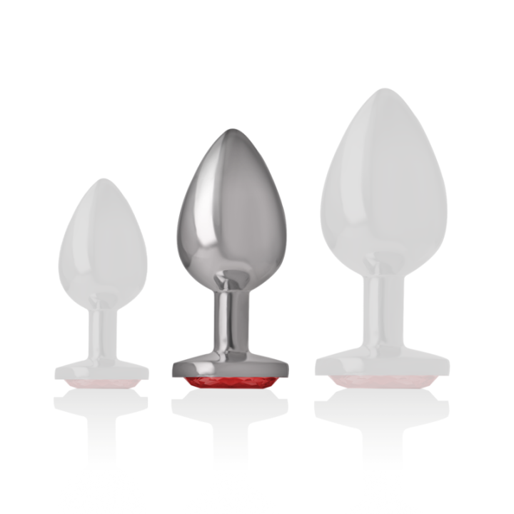 Metall-Analstecker mit Roten Kristall Grösse M von Intense Anal Toys | Fesselliebe.de