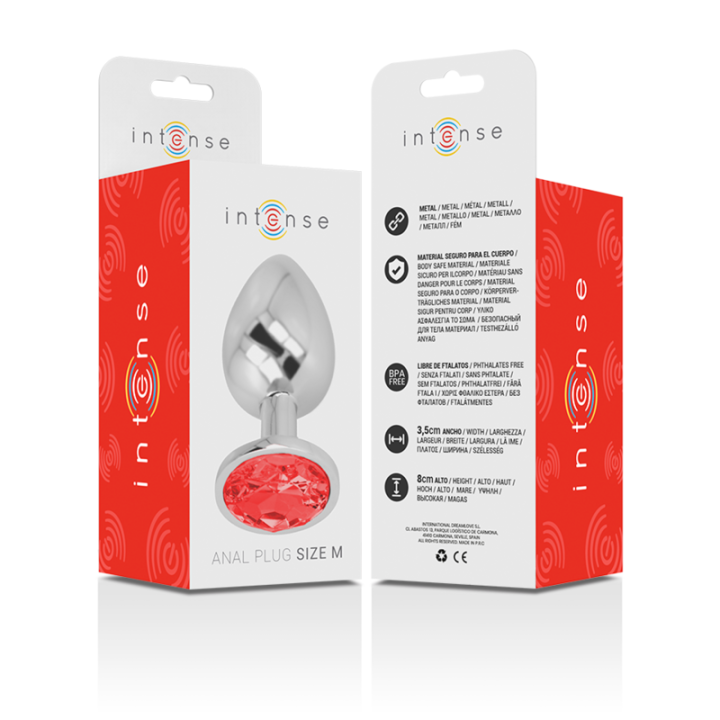 Metall-Analstecker mit Roten Kristall Grösse M von Intense Anal Toys | Fesselliebe.de