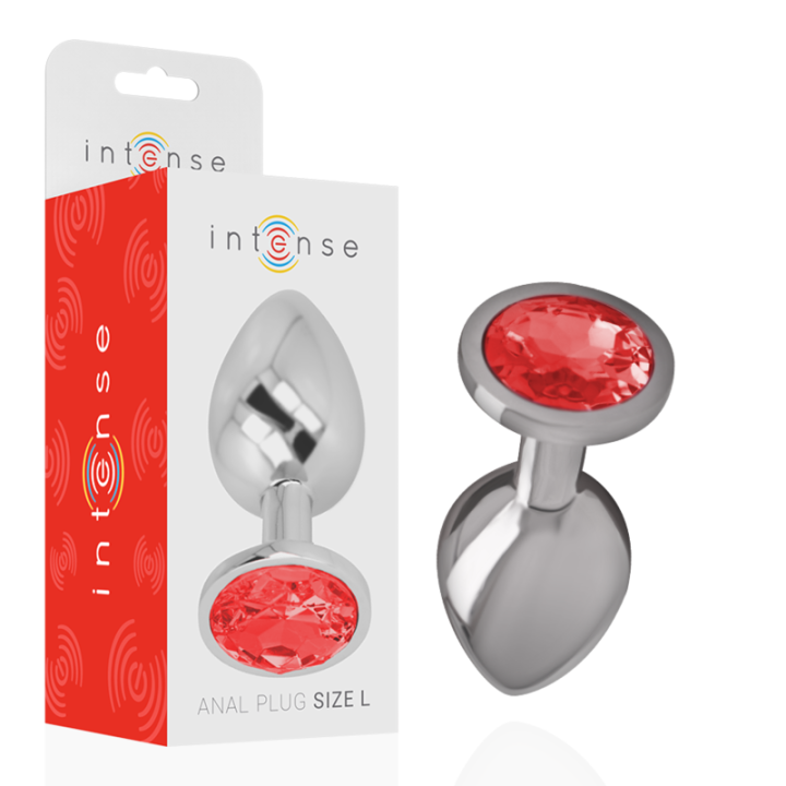 Analplug aus Aluminiummetall mit Rotem Kristall, Grösse L von Intense Anal Toys | Fesselliebe.de