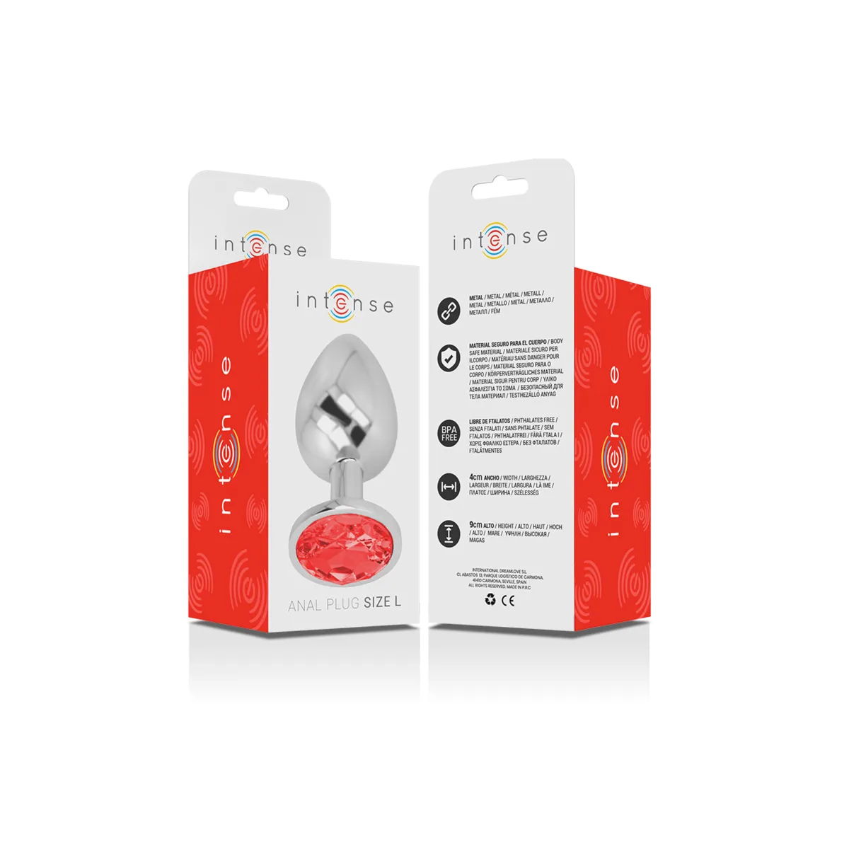 Analplug aus Aluminiummetall mit Rotem Kristall, Grösse L von Intense Anal Toys | Fesselliebe.de