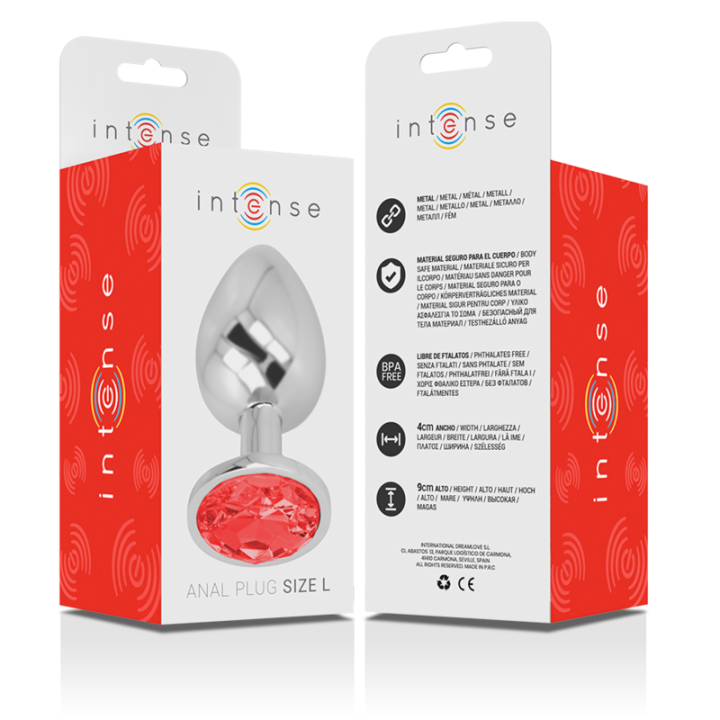 Analplug aus Aluminiummetall mit Rotem Kristall, Grösse L von Intense Anal Toys | Fesselliebe.de